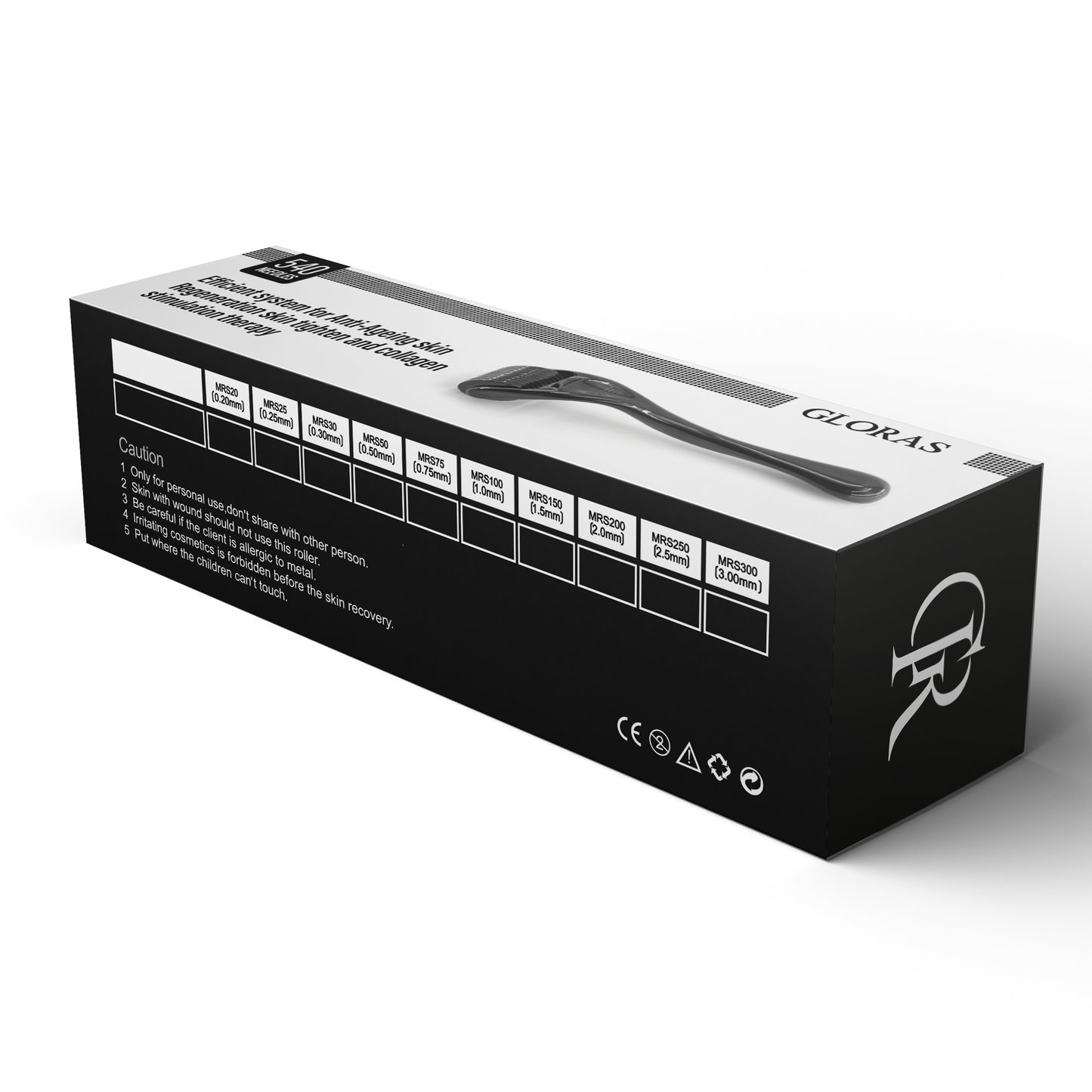 GLORAS Derma Roller 0.5 mm – 540 Aiguilles en Titane