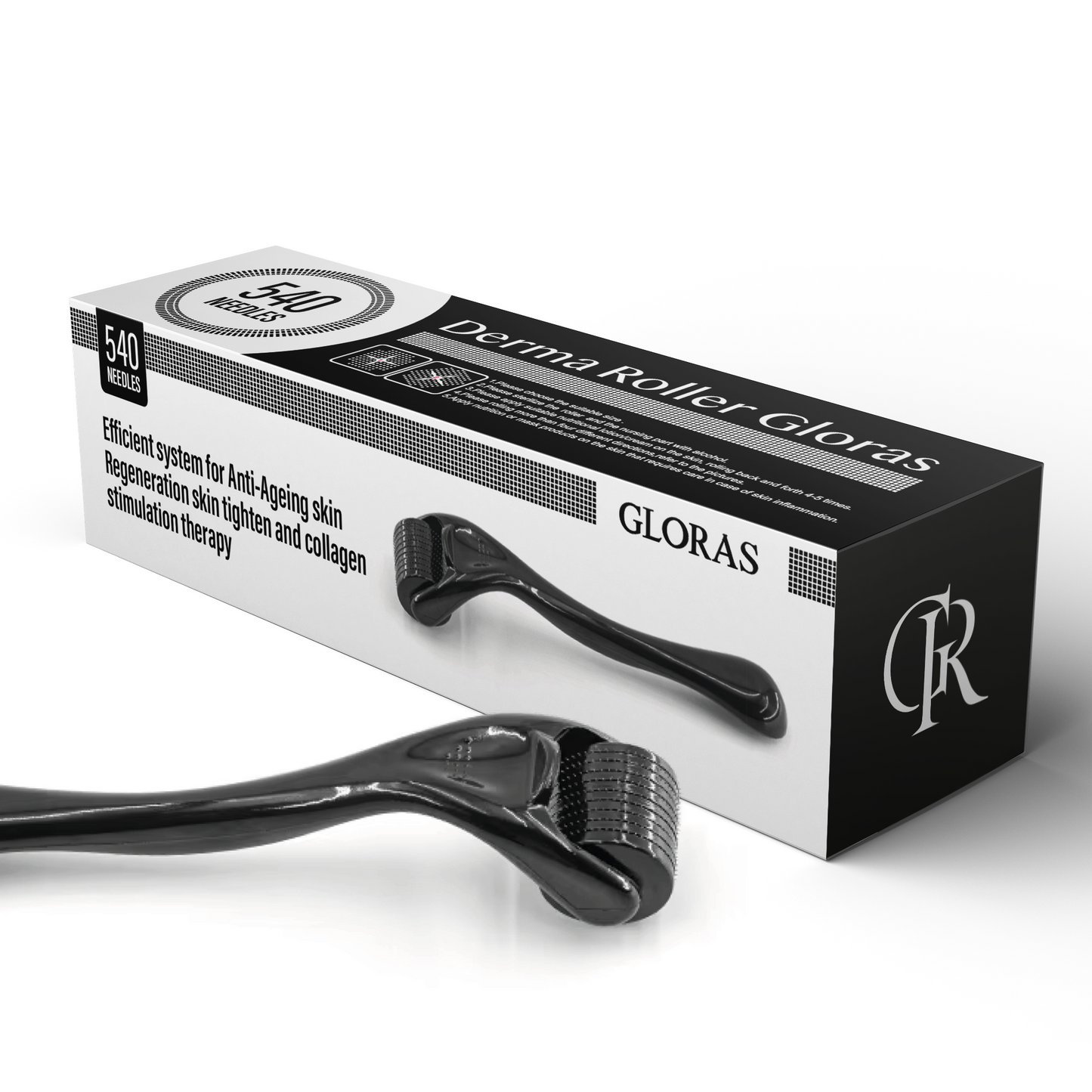 GLORAS Derma Roller 0.5 mm – 540 Aiguilles en Titane