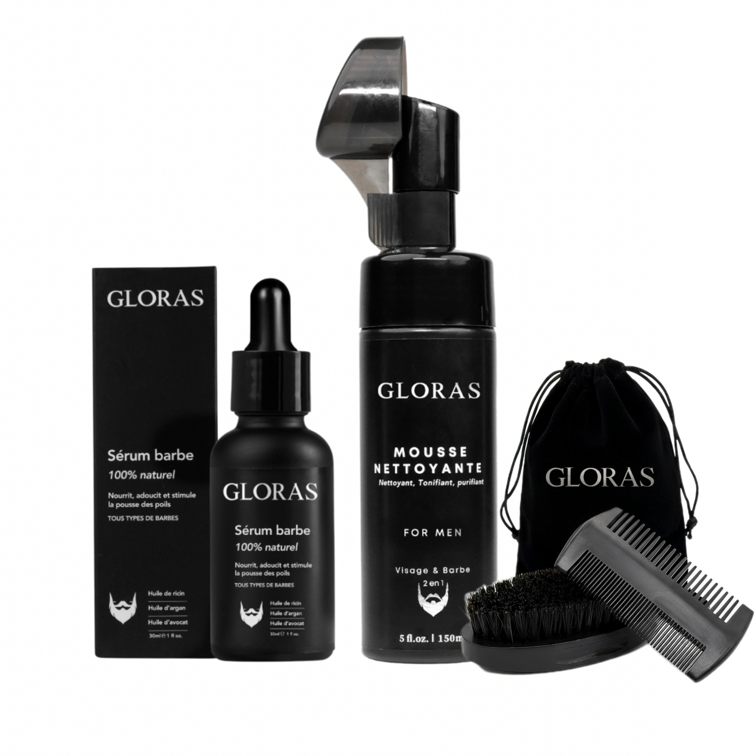 Coffret de Soin Barbe – العناية باللحية | PREMUIM offre : 2 Brosses en Bois  GRATUITS